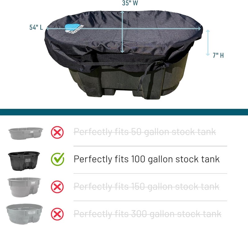 Polar Protector 100 Gallon Oval Stock Tank Cover Ice Water Therapy Ice Bath Cover Cold Water Cover 100 Gallon Oval Stock Tank Waterproof Rip Proof Tough Keeps Tanks Clean - Image 2